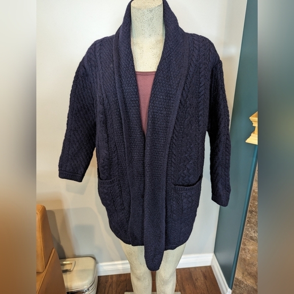 Aran Crafts 100% Merino Wool Open Front Cardigan Sweater Sz XXL Made In Ireland - Picture 5 of 17
